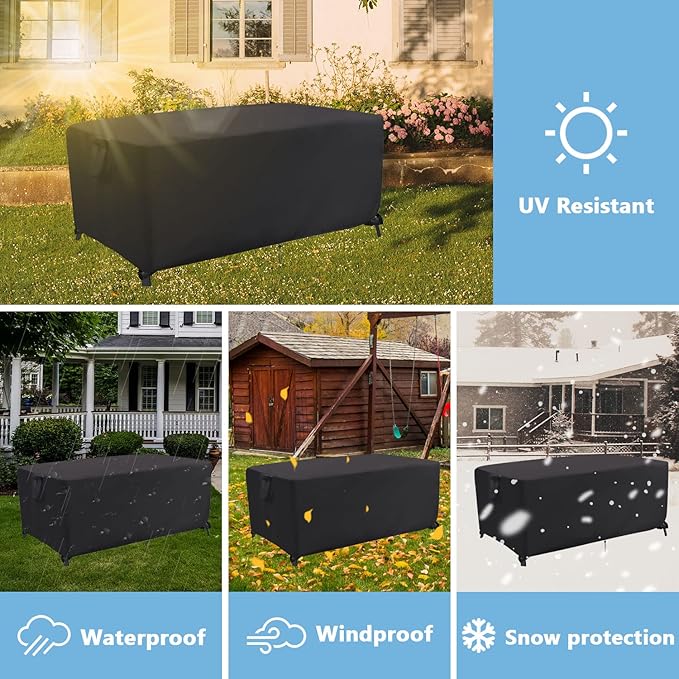 Outdoor Dining Table Cover, 64 Inch Rectangle Patio Dining Table Cover, Waterproof Outside Table Covers Furniture Covers - 64 X 38 X 28 Inch