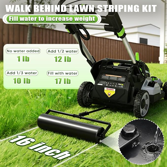Lawn Striping Kit for EGO 21" Walk Behind Mowers, Lawn Striping System Compatible with LM2100 Series, 16" Heavy Duty Steel Roller for Garden Professional Grass Stripes (Black)
