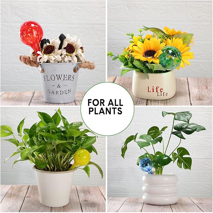 16 Pcs Plant Watering Devices 150ml Small Self Watering Globes for Indoor and Outdoor Planter Insert Multicolored Automatic Glass Watering Globes for Plants Everyday Use, 5 Day Irrigation