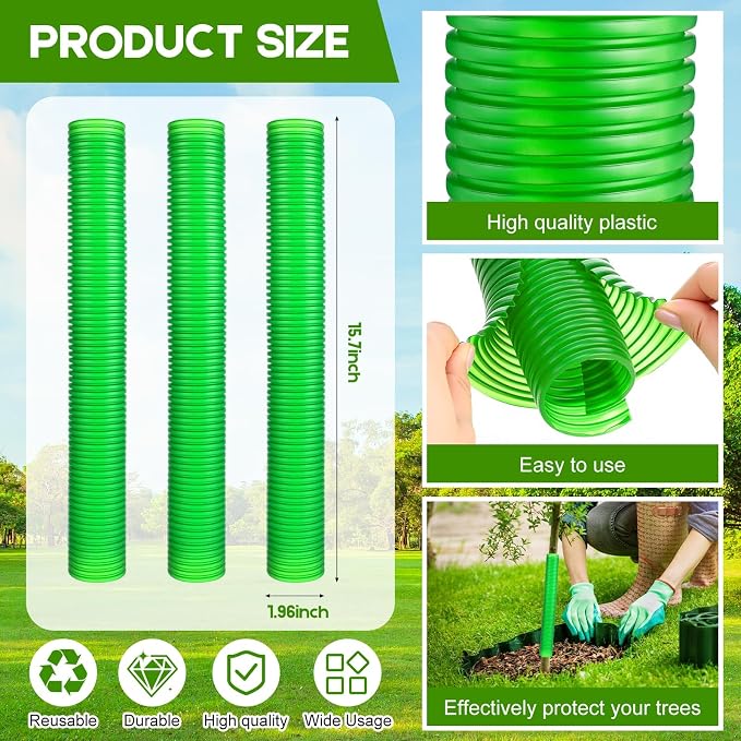 Menkxi 20 Pcs Corrugated Tree Guards Tubes Plastic Saplings Tree Trunk Protectors Wraps to Protect Bark from Deer, Sapling from Rodents, Mowers, Animals (15.7 x 2)
