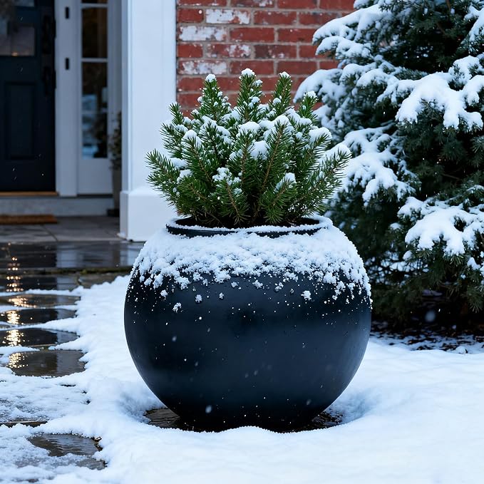 Large Round Planter,Planters for Indoor Plants & Outdoor,Durable Plastic Material Sphere Planter with Drainage Hole & Rubber Plug Weather Resistant,Plant Pot