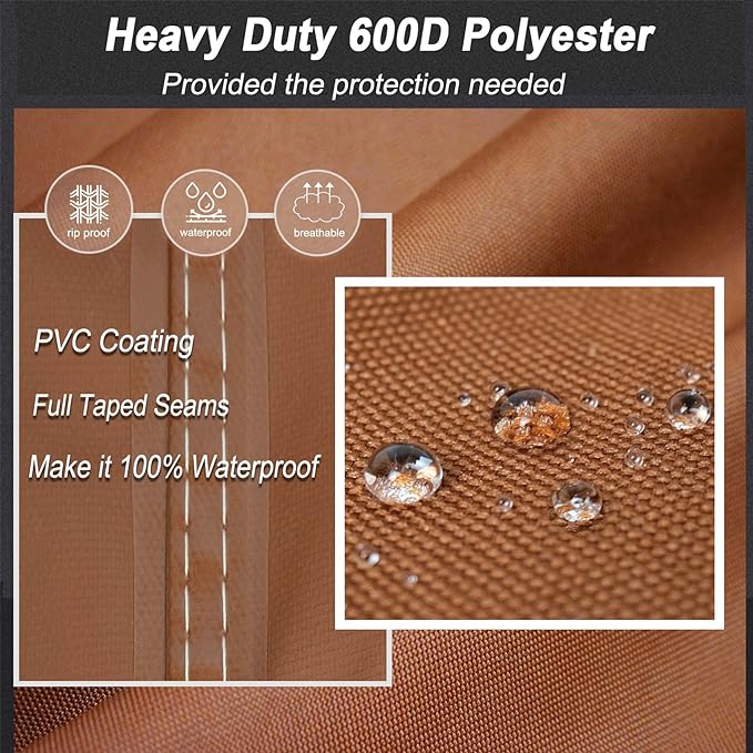 NettyPro Waterproof Ottoman Cover Square 20 x 20 Inch Outdoor Patio Furniture Ottoman Table Cover, Brown