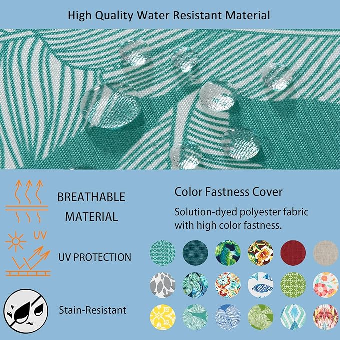 COZYVIDA Outdoor Chair Cushions Set of 4, 20"x20" Square Seat Pads with Tie Straps and YKK Zippers, 30D High-Density Foam, Water-Resistant Fabric,UV-Resistant 1000+ Hrs