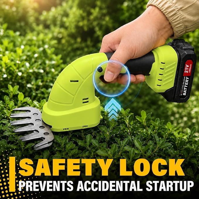 2-in-1 Cordless Hedge Trimmer & Grass Shear, 21V, Green | Lightweight Handheld, Small Yard Lawn Edging, Easy One-Hand Pruning for Women & Seniors, 2 Batteries & Charger Included