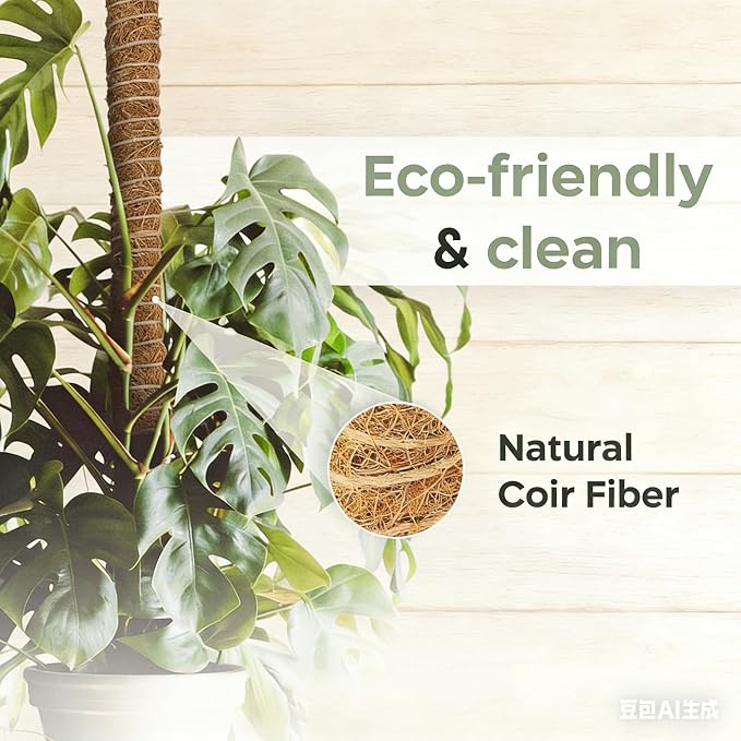3 Pack 48'' Bendable Moss Pole with Rust-Free Aluminum Core, Sturdy Plant Support Stakes & Jute Rope, Tall Indoor Trellis Sticks for Climbing Houseplants Monstera