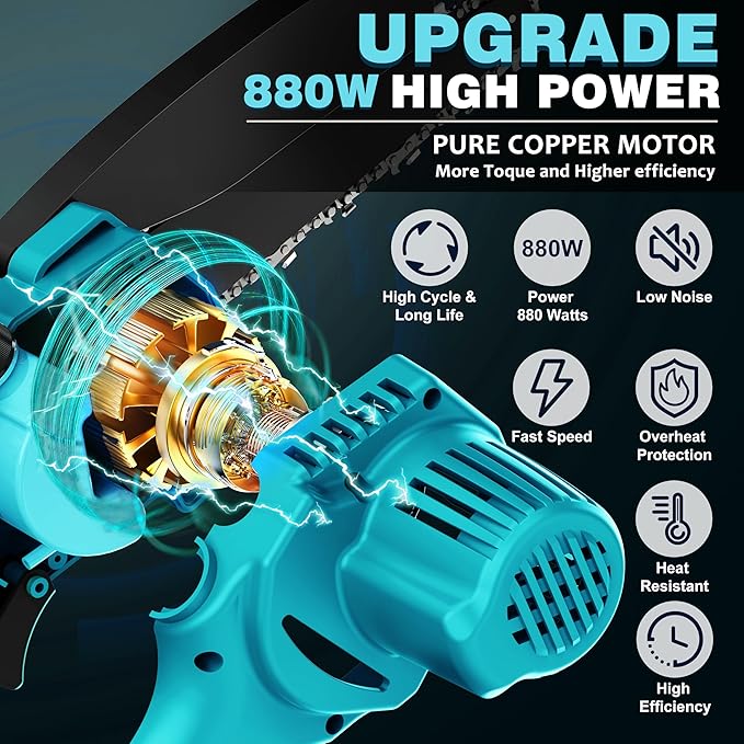 CEEPUY Mini Chainsaw Cordless,6 Inch Portable Electric Chain Saw, Automatic Oiler, Battery Powered Small Handheld Saw, Security Lock Trees Branches Trimming,Wood Cutting, 2 Batteries 2 Chains 2026