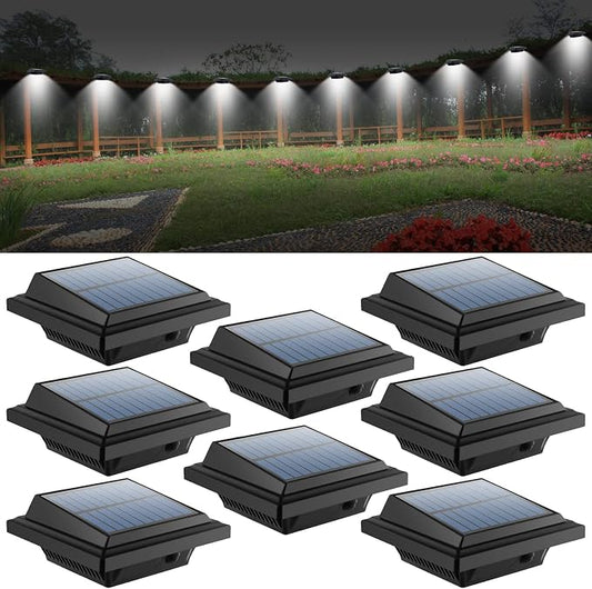Solar Gutter Lights Outdoor, 40 LEDs Bright Solar Powered led Fence Light Deck Lights Waterproof for Wall, Deck, Fence, Stair, Step and Yard (Black Shell, 8 Pack, Cool White)