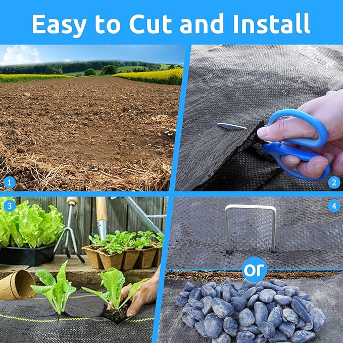 1.3ft x50ft Black Weed Barrier 3.5oz Landscape Premium Fabric-Heavy Duty Woven Ground Cloth with Superior Permeability Weed Control Convenient Design