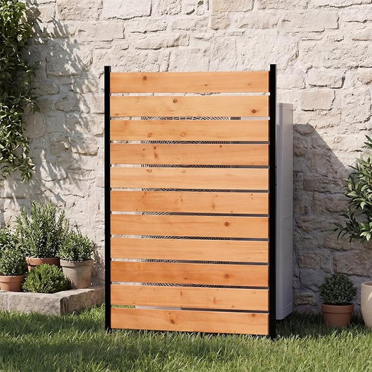 Wooden Privacy Fence, Outdoor Privacy Screen, Porch and Terrace Privacy Wall, Trash Can and Air Conditioner Concealment (Reddish Brown)