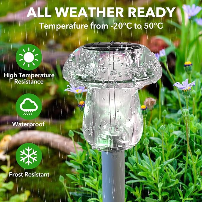 Benany Solar Lights Outdoor, 8 Pack Mushroom Lights Outside Waterproof, Solar Powered LED Lighting for Garden, Yard, Landscape, Path, Pathway, Lawn, Walkway, Driveway, Backyard Decor (Color Changing)