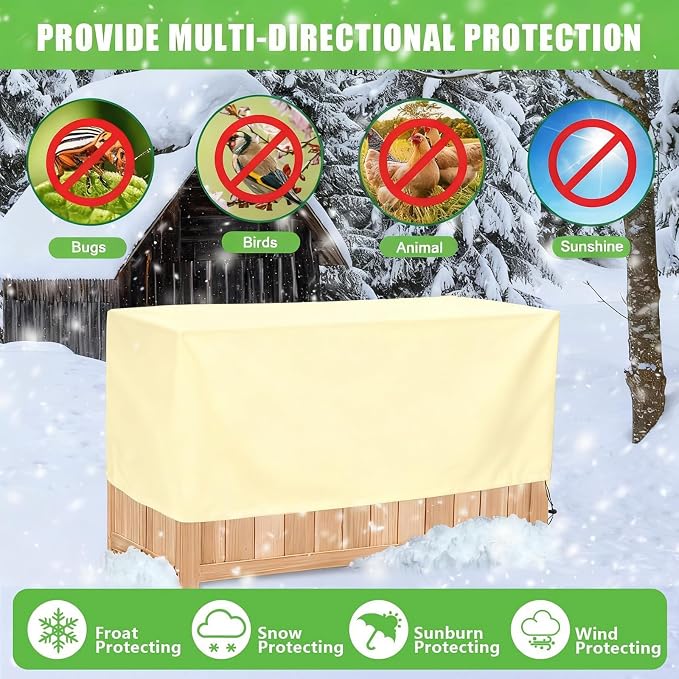 Plant Cover Freeze Protection,Rectangular Plant Protection Cover, Planter Plant Winter Frost Blanket with Zip Drawstring,2 Pack (39.3x17.7x15.7INCH)