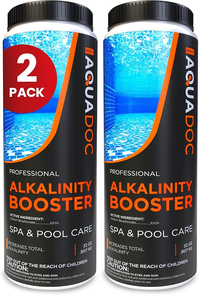 AquaDoc Spa Alkalinity Increaser for Hot Tub - 32oz (2 Pack) - Sodium Bicarbonate Granules for Water Balance and Preventing pH Bounce - Made in USA