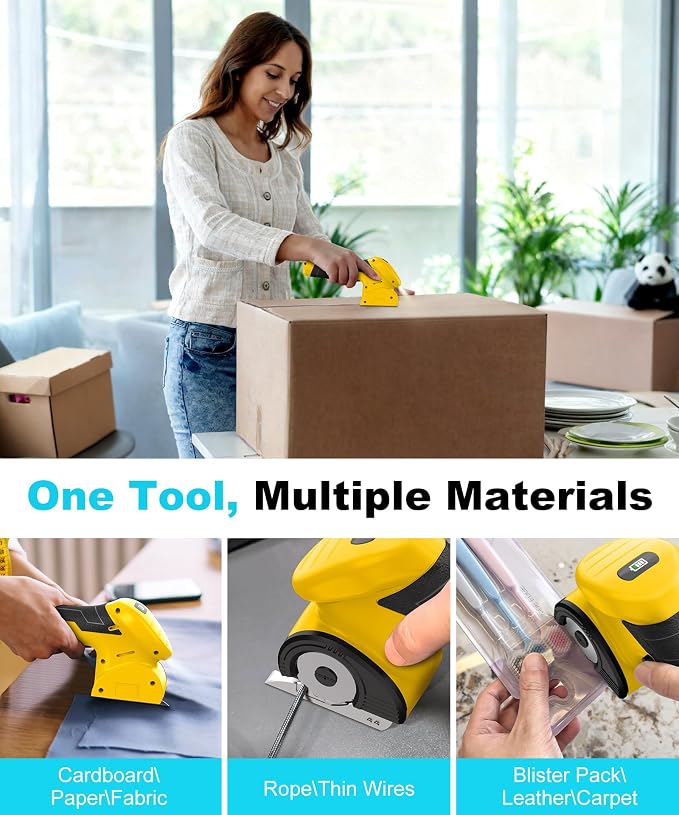 2026 Cordless Electric Scissors, Fast Charging Rechargeable Cardboard Cutter with Replaceable Blades and Long-Lasting Battery, Effortless Cutting for Cloth, Fabric, Plastic & Leather