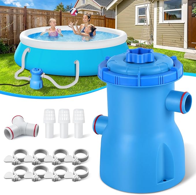 300 GPH Pool Filter Pump for Small Above Ground Pools, ETL Certified Pool Cartridge Filter Pump System with GFCI, Safety & Reliable Water Circulation Pumps - Rapidly Capture Debris in Water