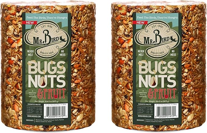 2-Pack Mr. Bird Bugs, Nuts & Fruit Wild Bird Seed Large Cylinder 4 lbs. 2 oz.