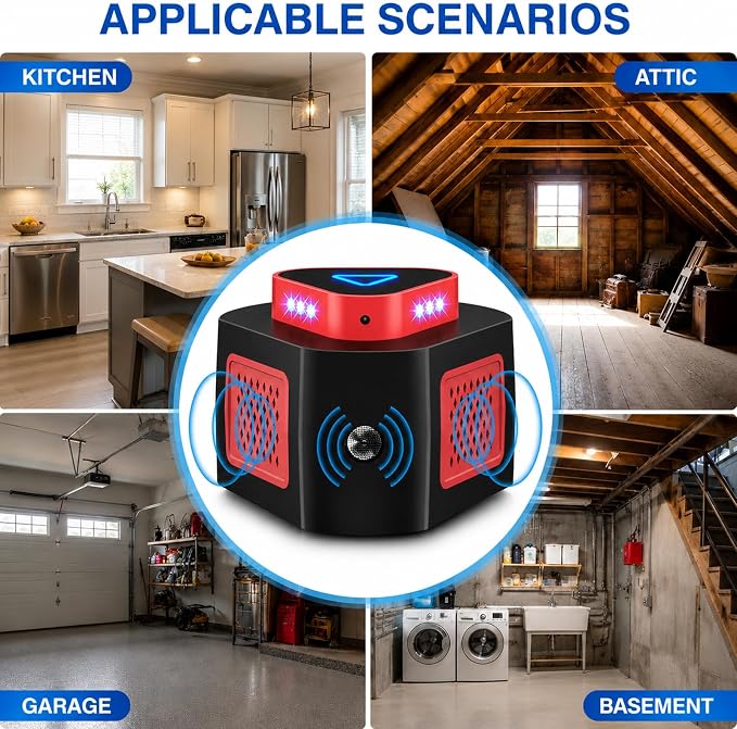 Tirgo Mouse Repellent Ultrasonic Plug in, Ultrasonic Pest Repeller Indoor with 4-Modes & Flashing Light, 360° Ultrasonic Mouse Blocker to get rid of mice for Home Attic Basement Garage Warehouse