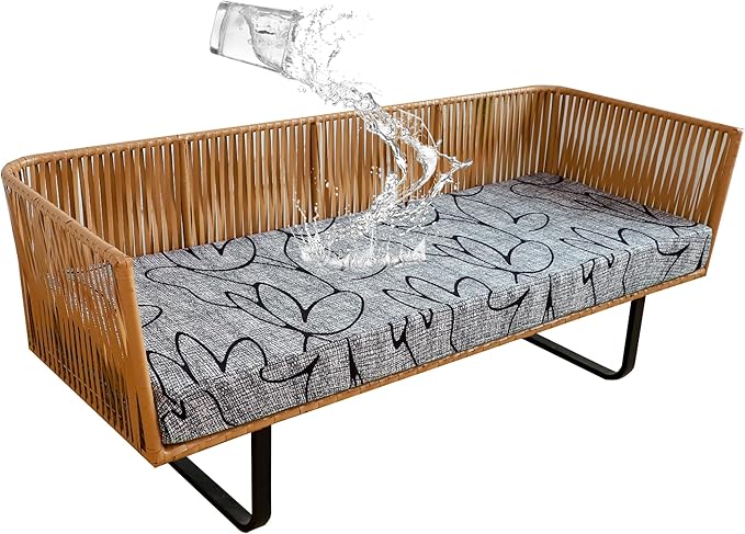 FORCHEER Waterproof Patio Cushion Cover for Outdoor Furniture 37x22x4 Stretch Floral Large Outdoor Cushion Cover with Ties 1 Piece Replacement Washable