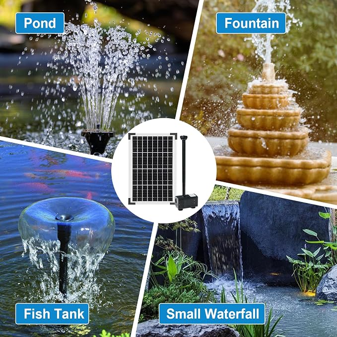 ECO-WORTHY Solar Fountain Water Pump Kit 25 W, 410GPH Submersible Powered Pump and 25 Watt Solar Panel for Sun Powered Fountain, Fish Pond, Pond Aeration, Hydroponics, Garden Decoration, Aquaculture