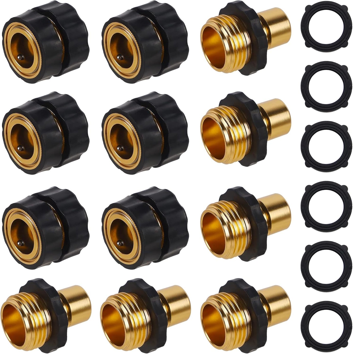 Biswing 3/4 Inch Garden Hose Quick Connector, Aluminum Male and Female Quick Connect Garden Hose Fittings, Quick Release Water Hose Connector Fitting (6 Pack)