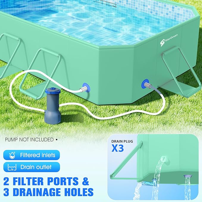 Foldable Pool, Large Non-Inflatable Swimming Pool for Adult Collapsible Pools Hard Plastic Shell, Oversized Thickened,Portable Folding Pools for Backyard 90"x50"x20"-Green