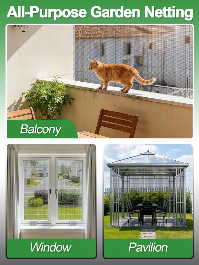 10x50ft PP Nanocomposite Garden Netting - Keep Bugs Out, Mosquito Net for Patio, Bird Barrier Mesh Screen for Balconies Outdoor Plants Vegetables Raised Beds, 33% Shade Rating