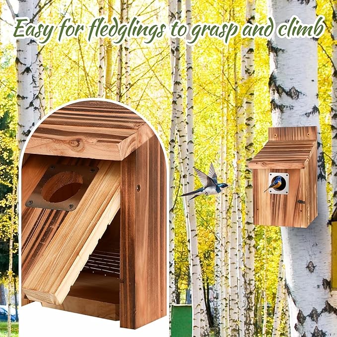 16-Piece Outdoor Bird House Set, Bird Houses for Outside with Metal Guards, Safety Locks, Flight Slots, & Ventilation, Bluebird Houses with 1-1/2" Entrance for Bluebirds, Wrens, Finches-16pack