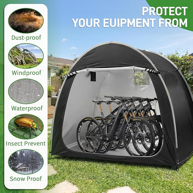 Outvita Bike Tent, Outdoor Portable Bicycle Storage Sheds with 210D Oxford Fabric PU4000 Waterproof Cover for 2-3 Bikes, Storage Cover Shelter for Motorcycle,Garden Tools,Toys,Lawn Mower