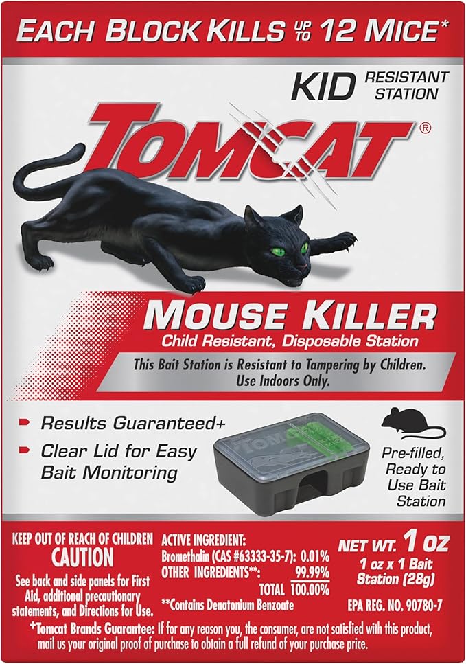Tomcat Mouse Killer Child Resistant, Disposable Station, 1 Pre-Filled Ready-To-Use Bait Station
