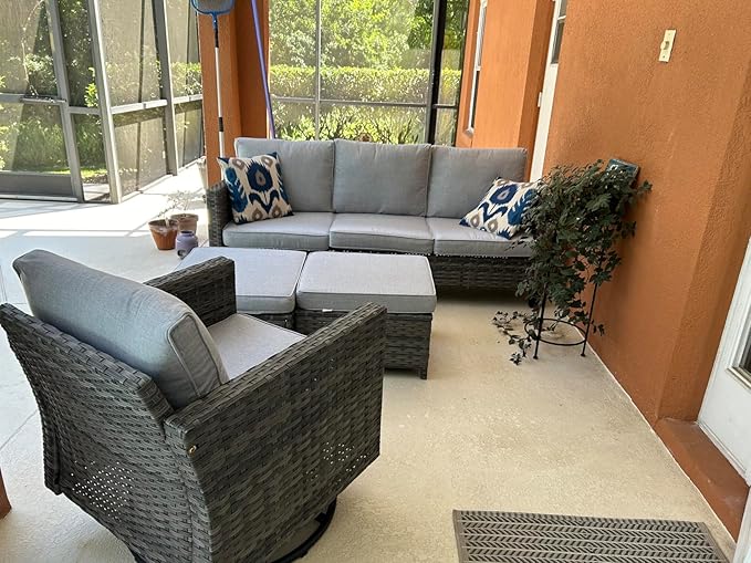 FLYMEI Patio Cushion Covers 28x28x6 Waterproof Outdoor Cushion Cover Replacement 2Packs Outdoor Seat Cushion Slipcover for Rattan Chair Sofa, Grey