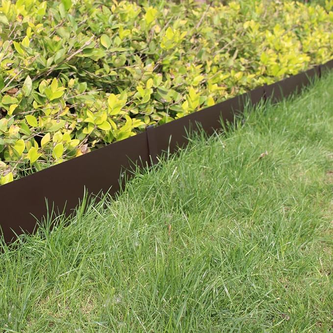 8 Inch Metal Landscape Edging, 6 Pack Heavy Duty Galvanized Steel Garden Edging, 40 Inch Hammer-in Metal Edging for Landscaping for Lawn, Pathway, Yard