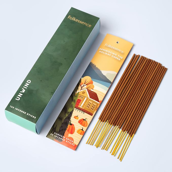 Folkulture Incense Sticks (120 Sticks) | Set of 6 Premium Incense for Relaxation, Aromatherapy, Gifts | No Charcoal,Organic, Non Toxic, 45 Mins, Long Burning Oud, Jasmine, Peppermint Insence-Sticks