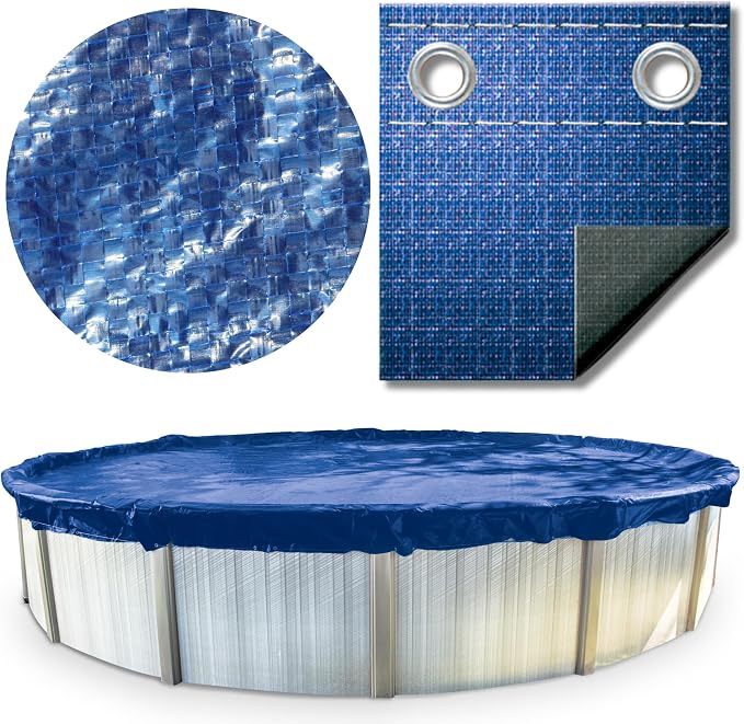 SWIMLINE 24' HYDROTOOLS Super Guard Winter Pool Cover for Above Ground Round Swimming Pools (Cover Only) - Pool Protection Accessories for Home, Backyard, Garden, and Patio