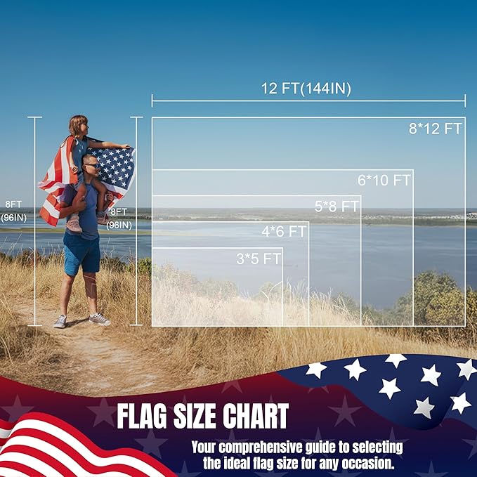 American Flag 6x10 Ft for Outside, Heavy Duty Nylon US Flag, TearProof and WaterProof Super Tough Series, High Wind All Weather USA Flag with Embroidered Stars, Sewn Stripes, Brass Grommets