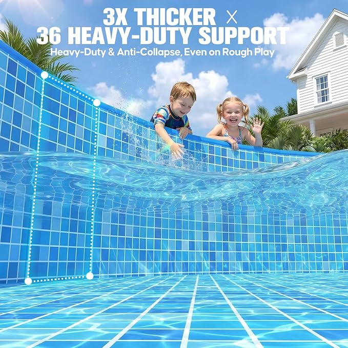 2026 Large Foldable Pool,Non-Inflatable Pool for Adult,Foldable Swimming Pool,Plastic Kiddie Portable Pool,Collapsible Kid Pool for Backyard,Oversized Easy Setup Family Pool for Adult,7.5FT