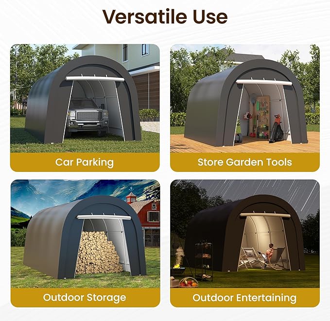Wisteria Lane Heavy Duty Carport with 4 Cloth Bags, All-Weather Portable Garage with 2 Roll-up Doors, Car Canopy Storage Shelter Shed for Cars, Truck, or Garden Tools, 10' x 20'