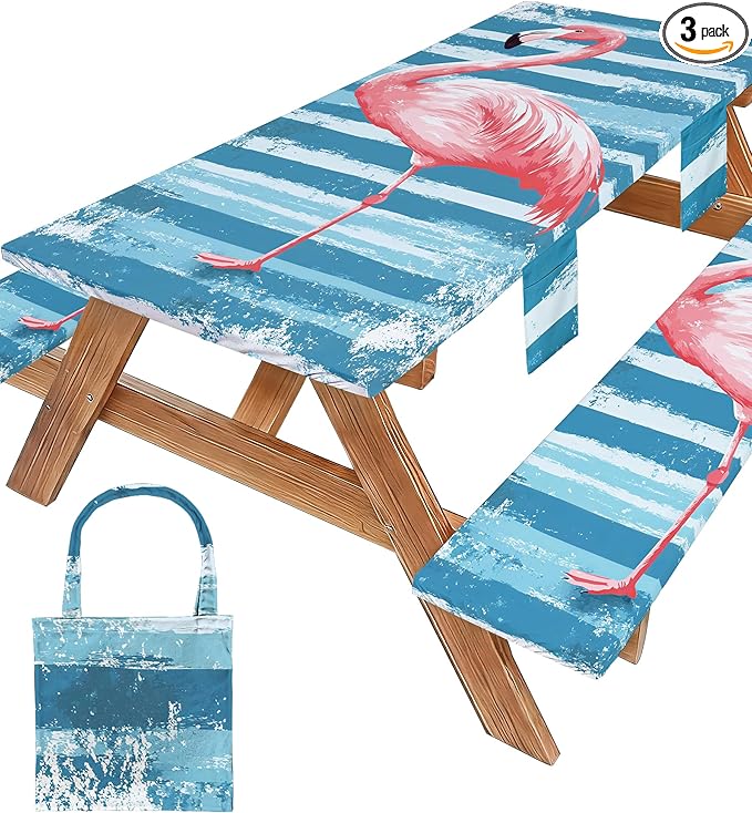 Picnic Table Cover with Bench Covers Elastic Table Cloth Cool Fun Unique Ideas Birthday Party Christmas Xmas Mother Valentine's Day Camping Gifts for Camper RV Owner Camping Lovers Women Mom Adult