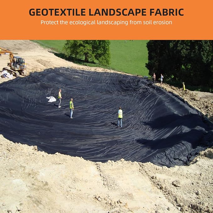 Geotextile Landscape, 6 ft x 100 ft & 6 oz Geotextile Fabric, PP Drainage 350N Tensile Strength & 440N Load Capacity, for Driveway & Road Stabilizationr, Erosion Control, French Drains