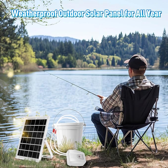 Solar Powered Aquarium Air Pump, Quiet Powerful Fish Tank Air Pump