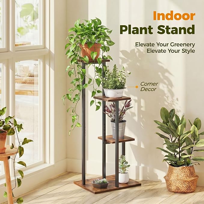 3 Tier Plant Stand Indoor, Tiered Plant Stands for Indoor Plants Multiple, Corner Flower Stand for Living Room, Multi-Layer Vintage Design Plant Shelf | Sturdy wood structure, space-saving corner design. Multi-layer rack holds multiple potted plants,id...