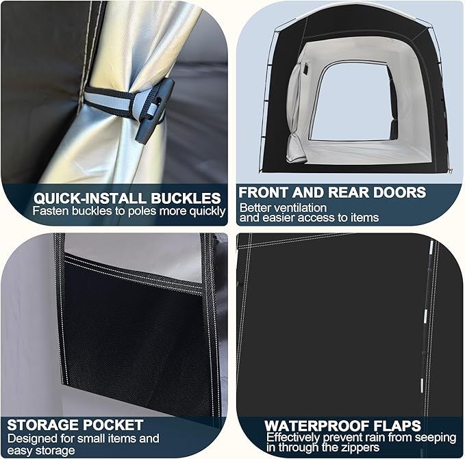 Bike Storage Tent,for 2-10 Bikes, 118 x 86 x 72 in Outdoor Portable Bike Storage Tent, 210D Oxford Fabric PU4000 Waterproof, 2 Rolling Doors, for Motorcycles or Large Motorcycles, Without Floor