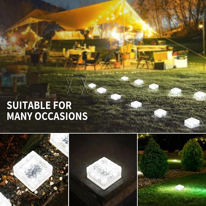 Solar Brick Lights Outdoor Waterproof Small Solar Lights 3 Packs Outdoor Decor for Fence Pathway Path Patio Balcony Outside Garden Bricks Decorations