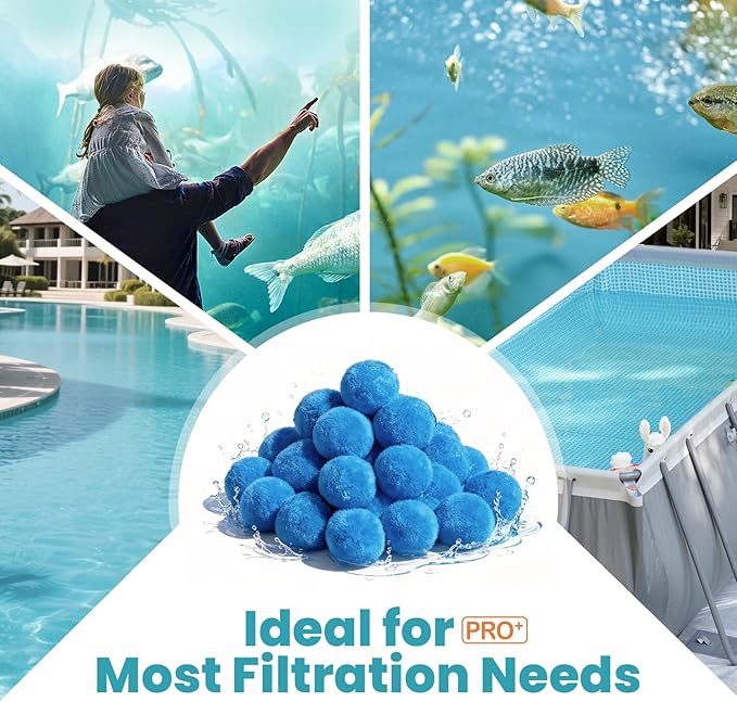 4.6 lbs Pool Filter Balls for Sand Filters, Reusable Blue Filter Media Balls for All Sand Filter Systems, Efficient & Lightweight Pool Sand Filter Balls, Replaces 150 lbs Pool Filter Sand