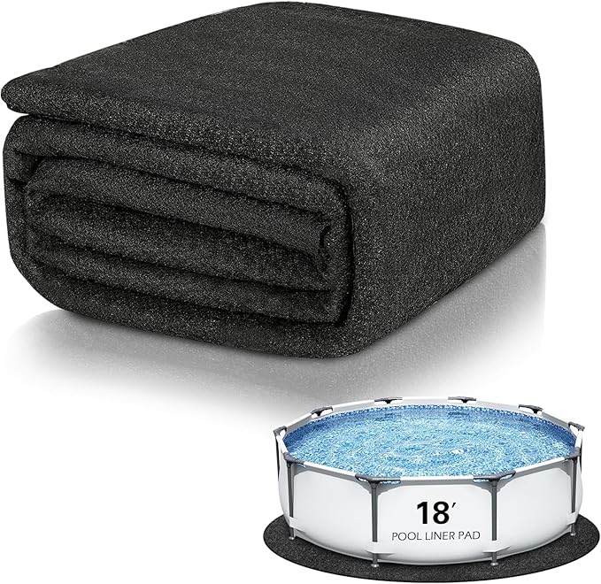 18FT Round Heavy Duty Pool Pad for Above Ground Pools, 8.4 OZ/M² Puncture Resistant Liner Protector, Seamless Under Pool Mat Extends Liner Life Geotextile Ground Cloth Gravel Concrete Dirt