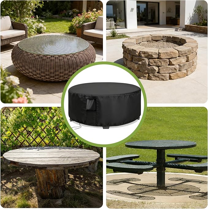 Outdoor Round Coffee Table Cover 40 Inch, Waterproof Patio Round Table Covers, Heavy Duty Outdoor Furniture Cover - 40 x 18 Inch