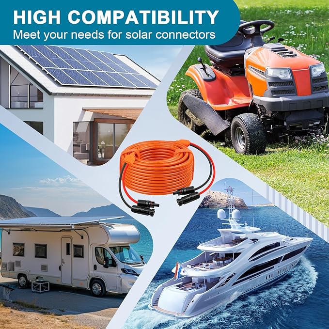 Solar Panel Extension Cable 75FT - MOOKEERF 10AWG+14AWG Solar Wire with Female & Male IP68 Waterproof Connector for RV, Photovoltaic Systems, Home, Boat, Solar Panels, Car