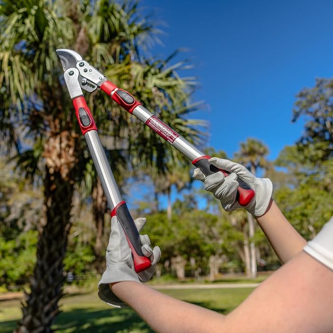 Radius Garden 37'' Ratcheting Bypass Lopper with Telescoping Handles – Powerful Cutting for Tough Branches