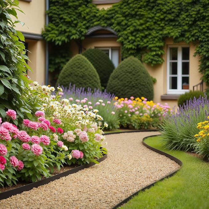VEVOR Landscape Edging, 100 ft x 1.5 in Plastic Garden Border Edging with 120 Spikes, No Dig, Flexible Lawn Edgings Roll, UV-Resistant Mini Fence Borders Pathway Edgings for Flower Beds Yard Paver