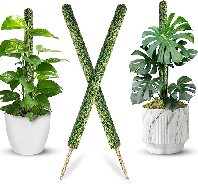 DUSPRO 2 Pack 17’’ Mesh Moss Pole for Climbing Plants, Natural Moss Pole Monstera Plant Support, Real Moss Poles for Plants Indoor, Moss Stick for House Plants, Moss Stakes for Climbing Plants