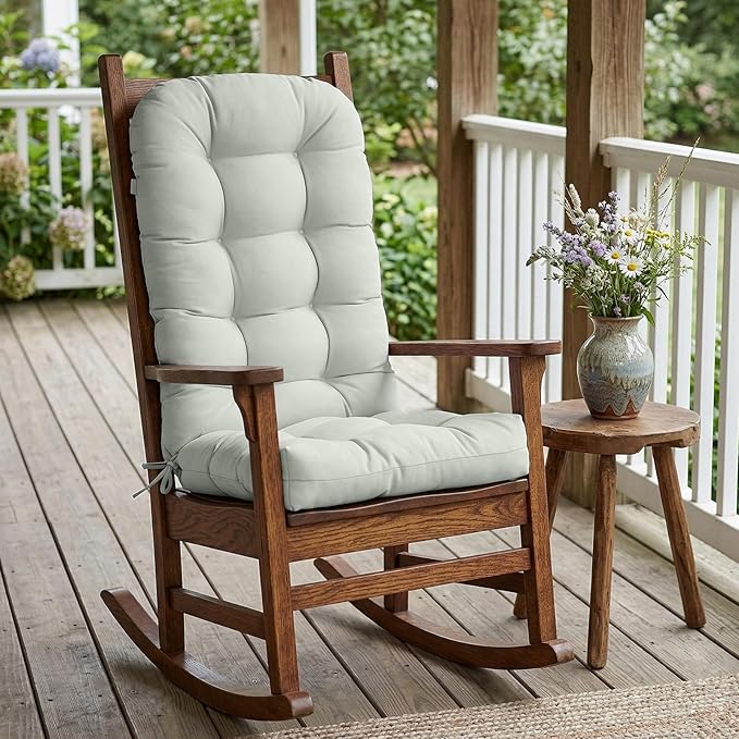 COOS BAY High Back Adirondack Chair Cushions for Outdoor Furniture, 49x20x5 in Water-Resistant Thick Tufted Patio Chair Cushions with Secure Straps, Set of 2, Sage Green