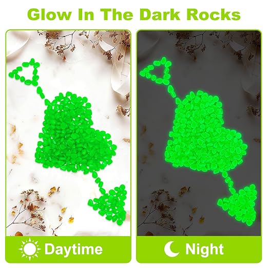 6000pcs 5-8mm Green Luminous Stones Glow in The Dark Garden Pebbles Stones Glow in The Dark Rocks Outdoor Glow Pebbles Aquarium Rocks for Garden Path Walkway Yard Fish Tank Plant Pots